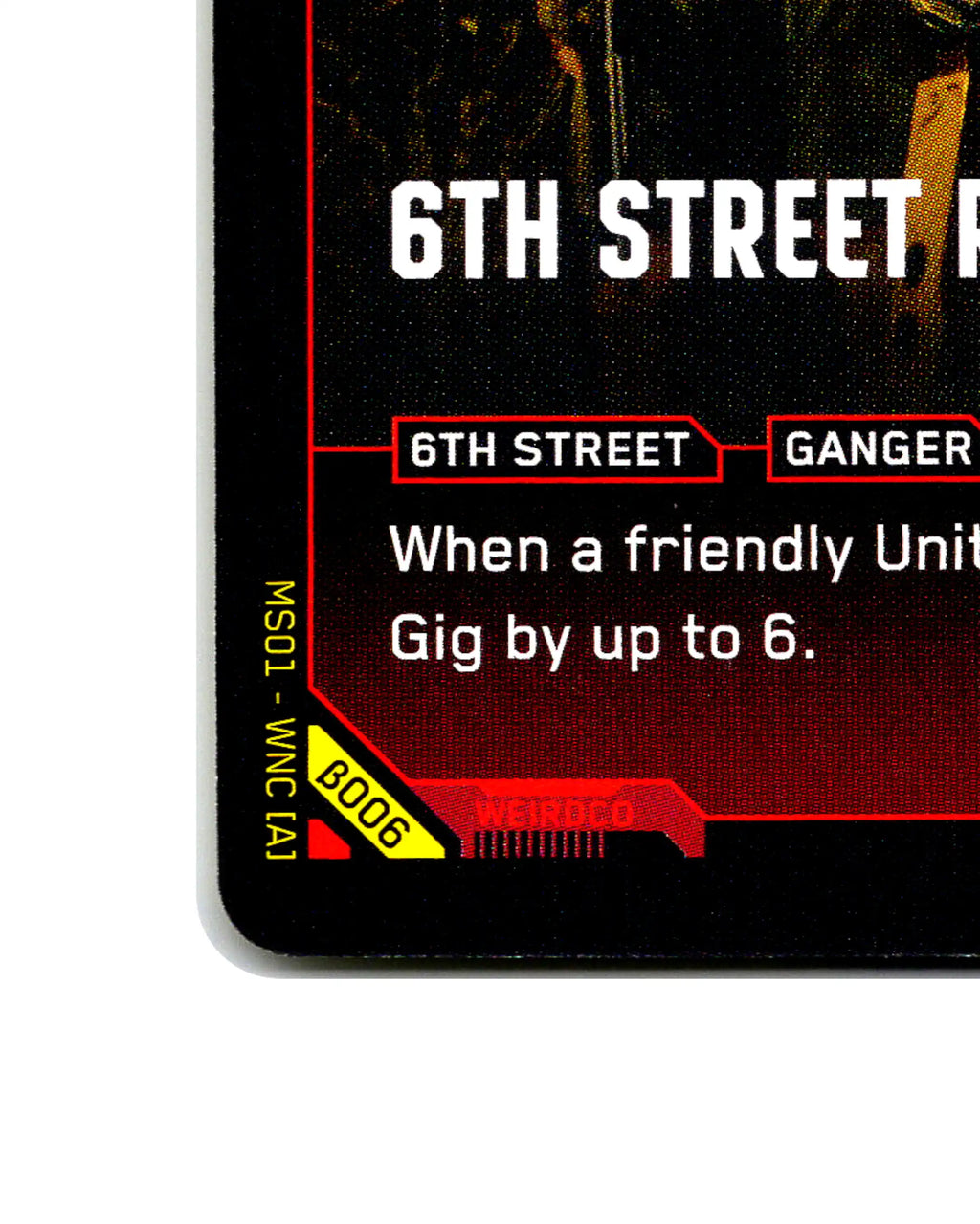 6th Street Recruits B006 Cyberpunk 2077 TCG Beta card front bottom-left corner