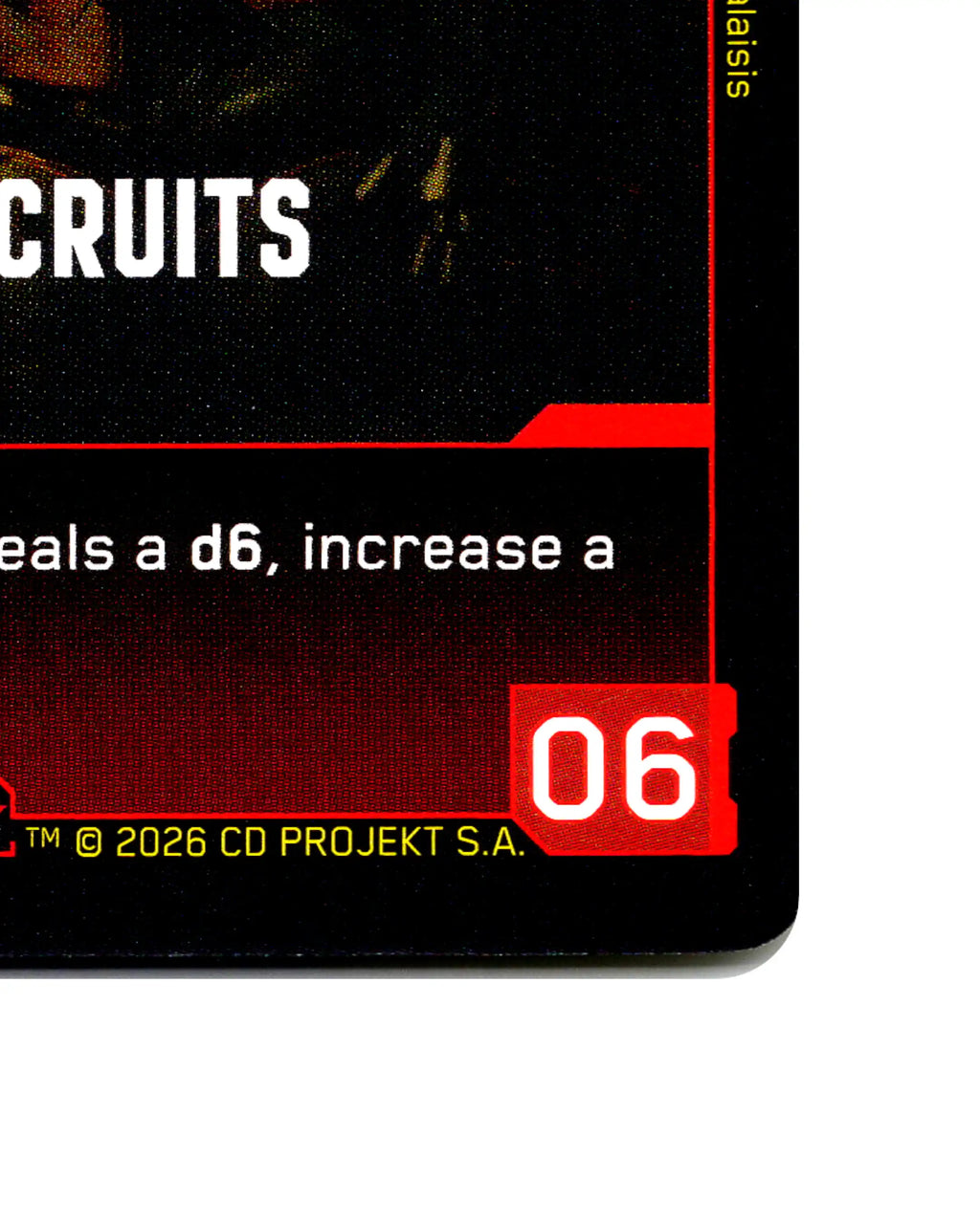 6th Street Recruits B006 Cyberpunk 2077 TCG Beta card front bottom-right corner