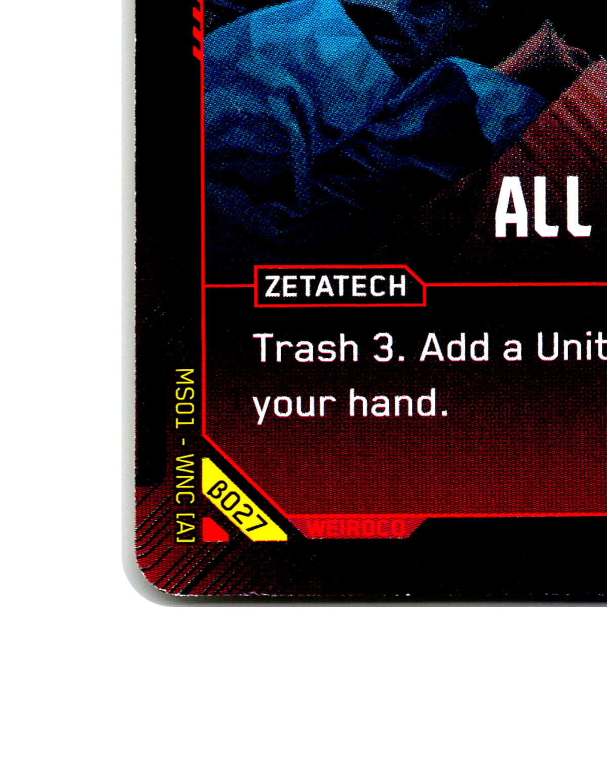 All Is Lost B027 Cyberpunk 2077 TCG Beta card front bottom-left corner