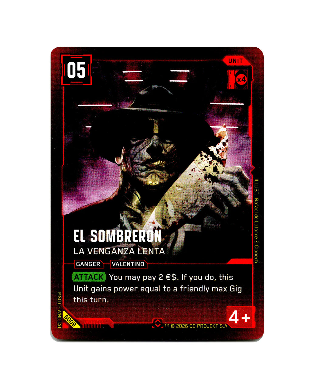 El Sombreron — La Venganza Lenta B009 Cyberpunk 2077 TCG Beta card front