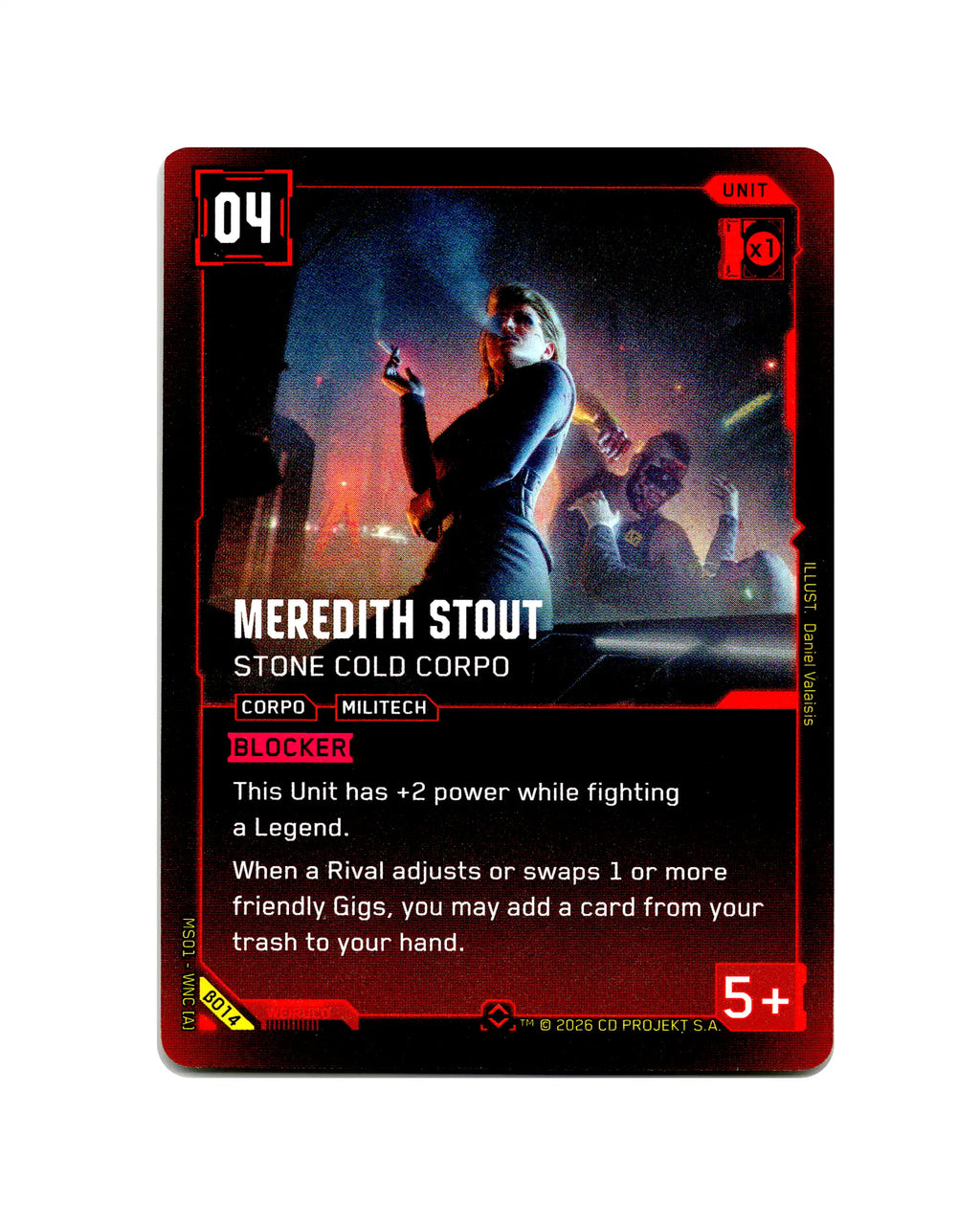 Meredith Stout — Stone Cold Corpo B014 Cyberpunk 2077 TCG Beta card front