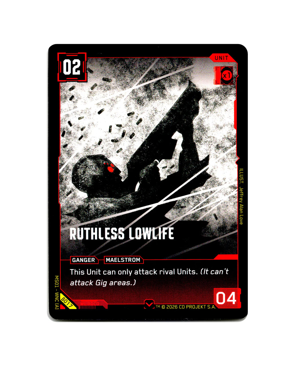 Ruthless Lowlife B017 Cyberpunk 2077 TCG Beta card front