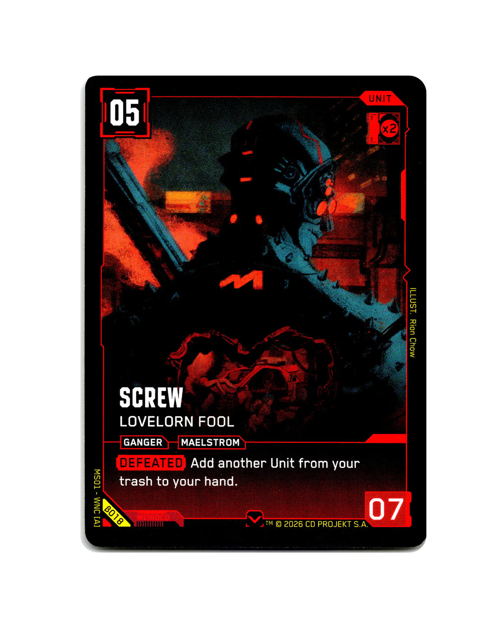 Screw — Lovelorn Fool B018 Cyberpunk 2077 TCG Beta card front