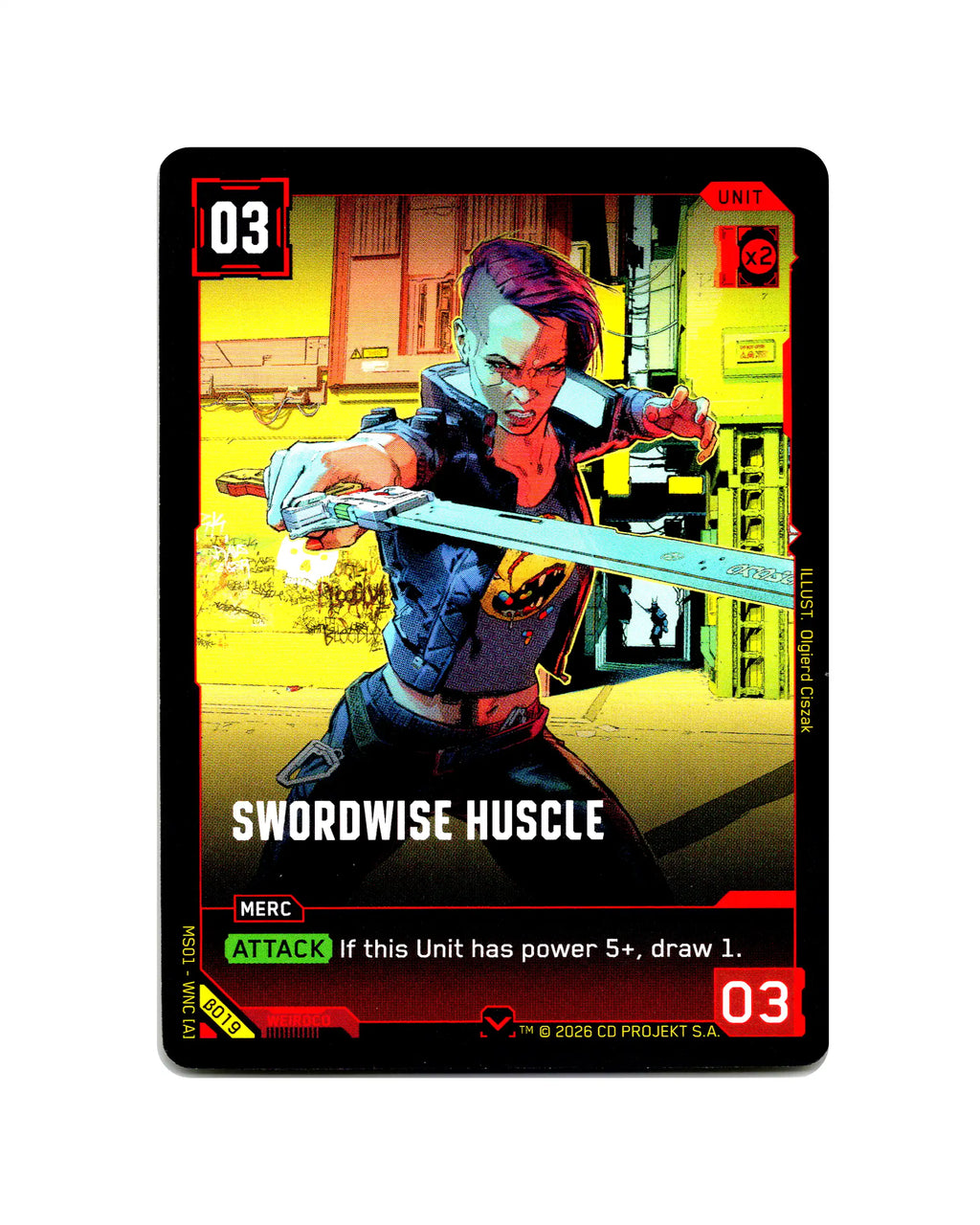 Swordwise Huscle B019 Cyberpunk 2077 TCG Beta card front