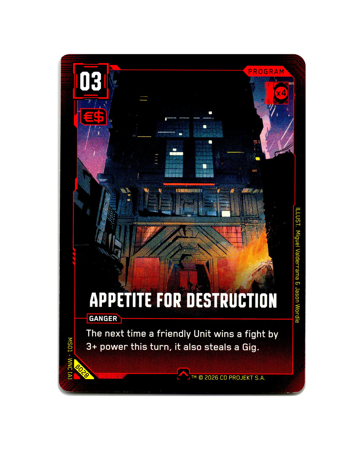 Appetite for Destruction B028 Cyberpunk 2077 TCG Beta card front