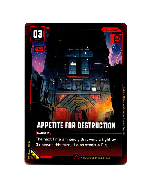 Appetite for Destruction B028 Cyberpunk 2077 TCG Beta card front