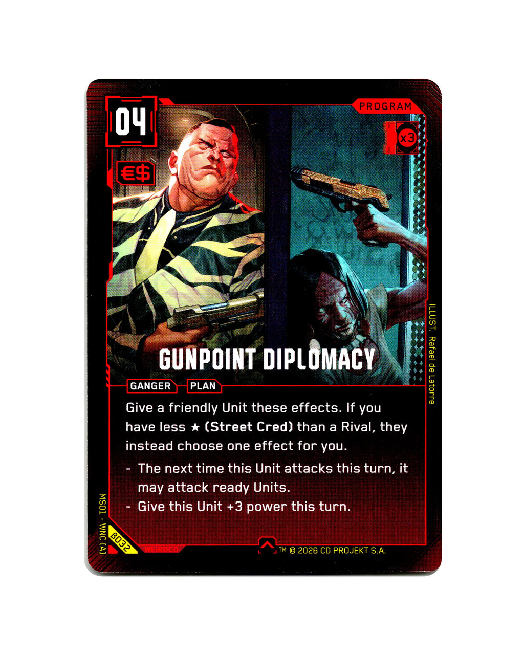 Gunpoint Diplomacy B032 Cyberpunk 2077 TCG Beta card front
