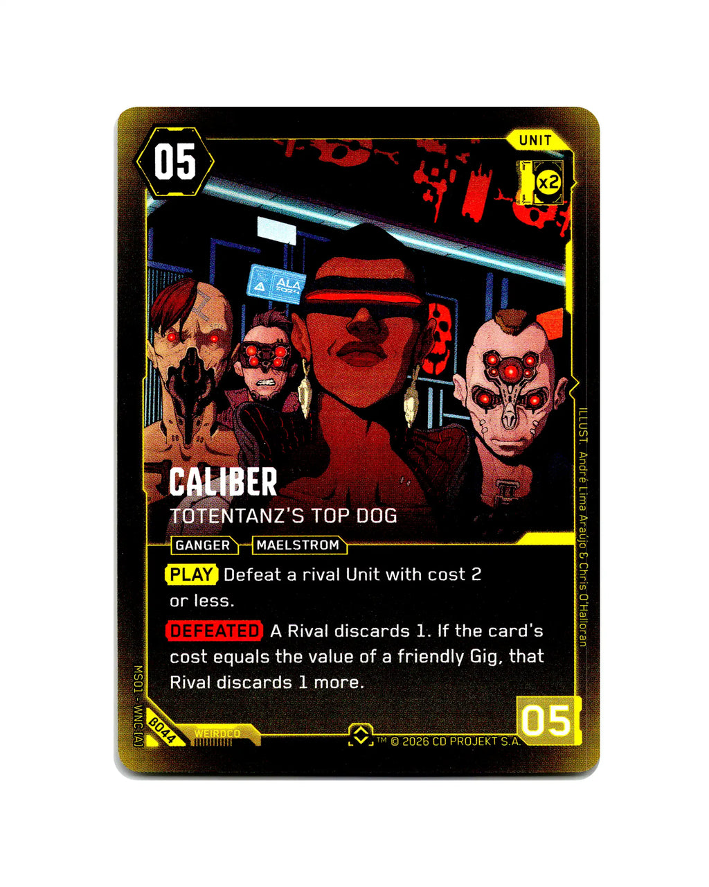 Caliber — Totentanz's Top Dog B044 Cyberpunk 2077 TCG Beta card front