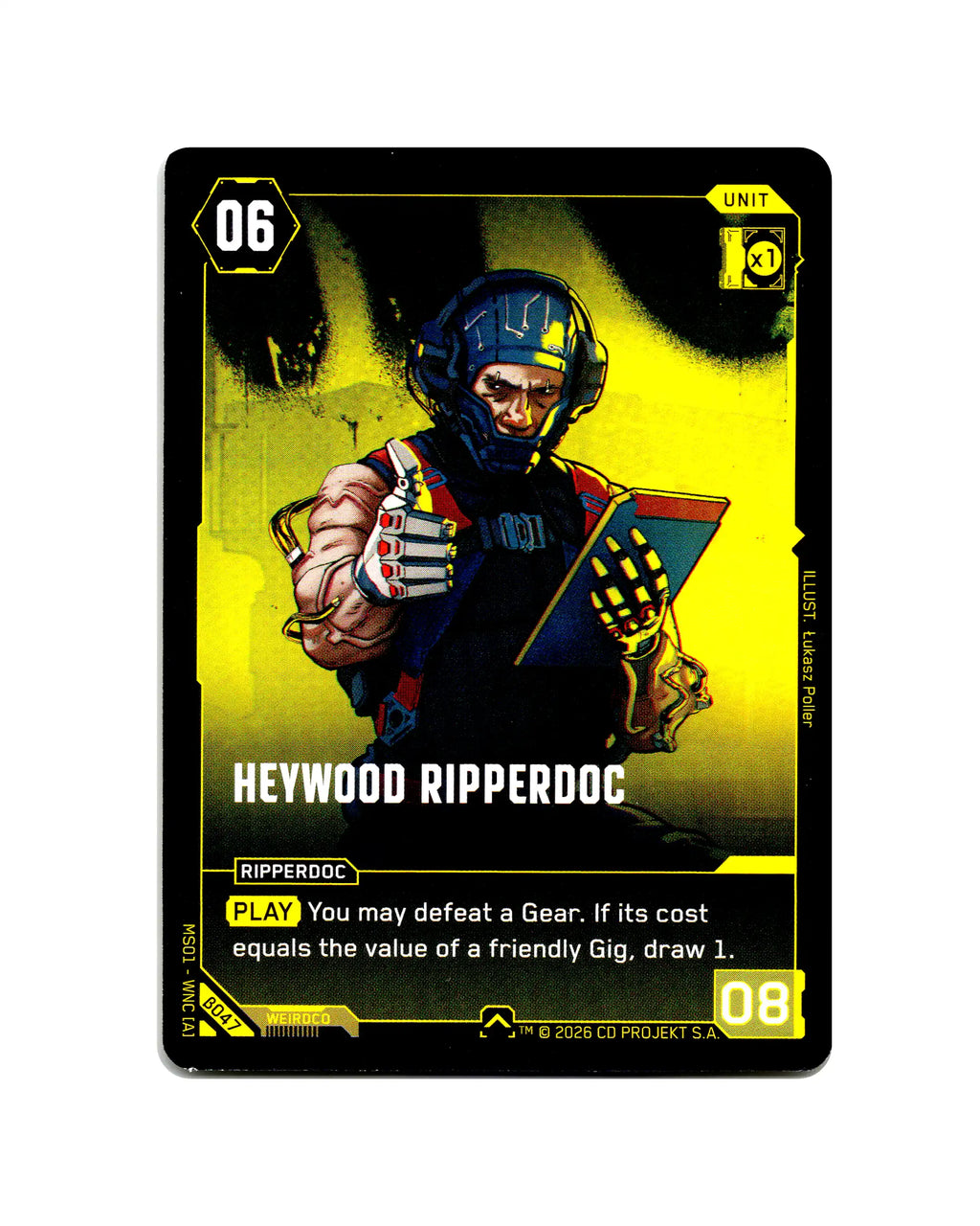 Heywood Ripperdoc B047 Cyberpunk 2077 TCG Beta card front