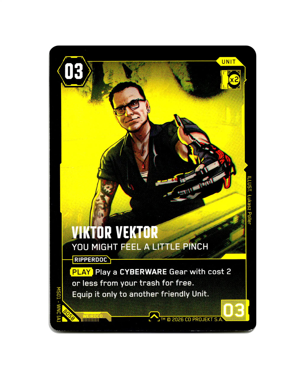 Viktor Vektor — You Might Feel a Little Pinch B058 Cyberpunk 2077 TCG Beta card front