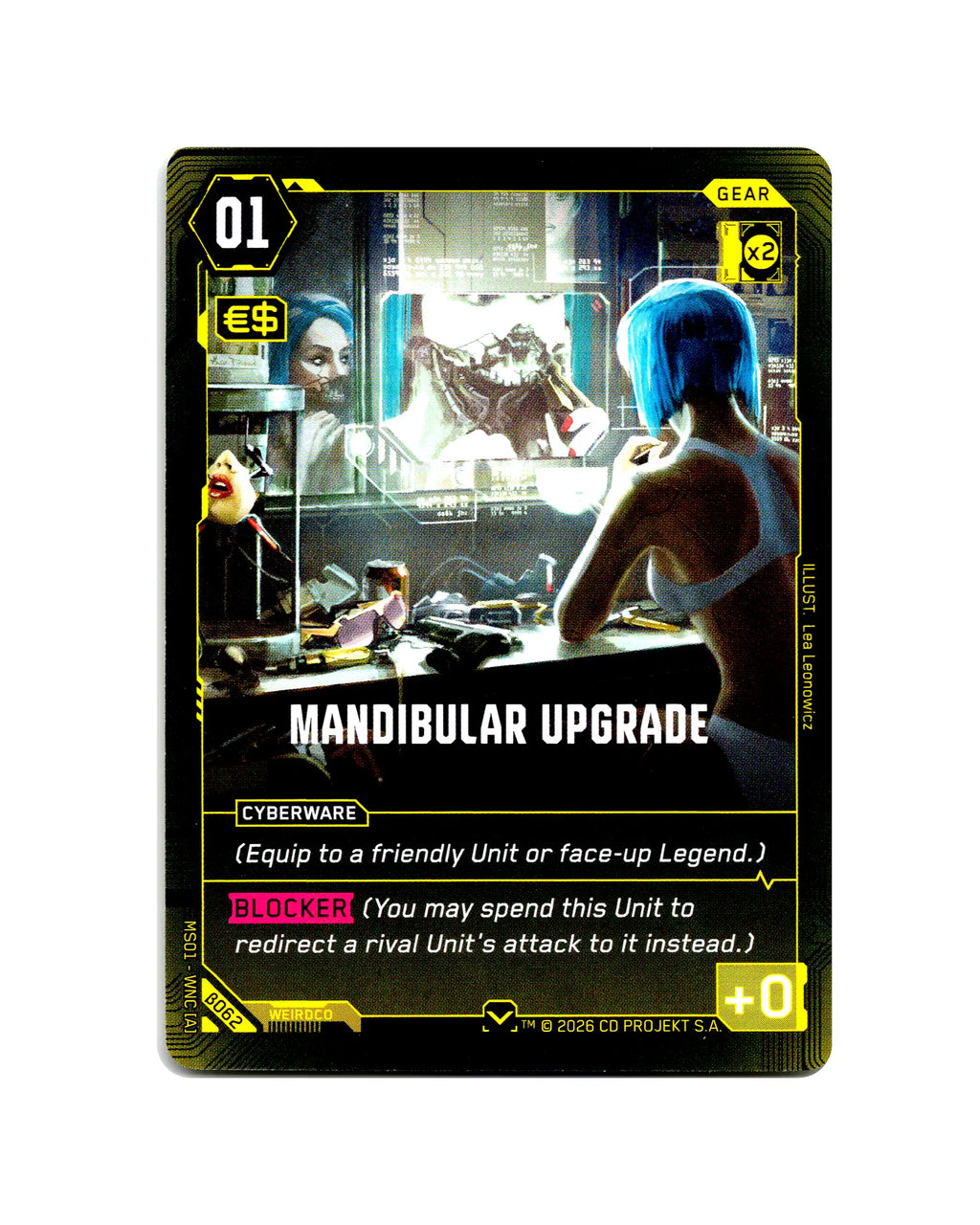Mandibular Upgrade B062 Cyberpunk 2077 TCG Beta card front