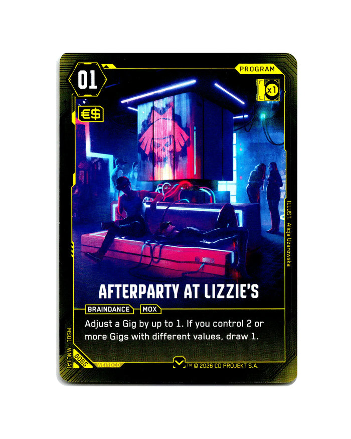 Afterparty at Lizzie's B065 Cyberpunk 2077 TCG Beta card front