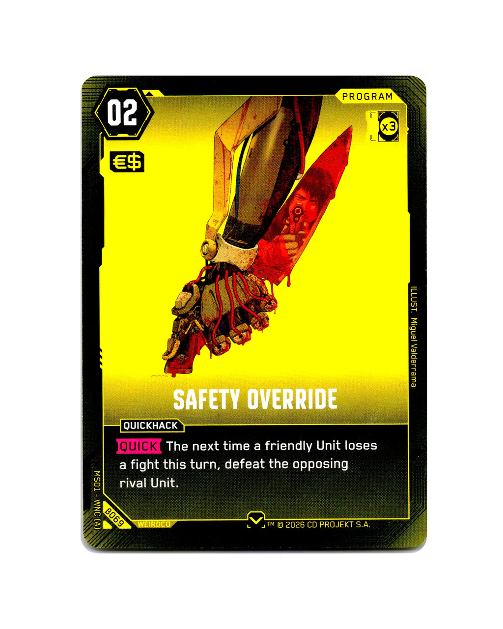 Safety Override B069 Cyberpunk 2077 TCG Beta card front