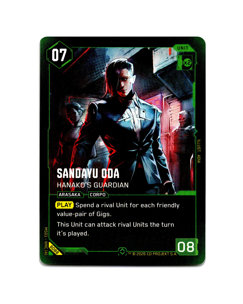 Sandayu Oda — Hanako's Guardian B088 Cyberpunk 2077 TCG Beta card front