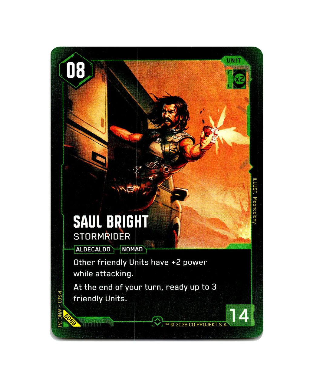 Saul Bright — Stormrider B089 Cyberpunk 2077 TCG Beta card front