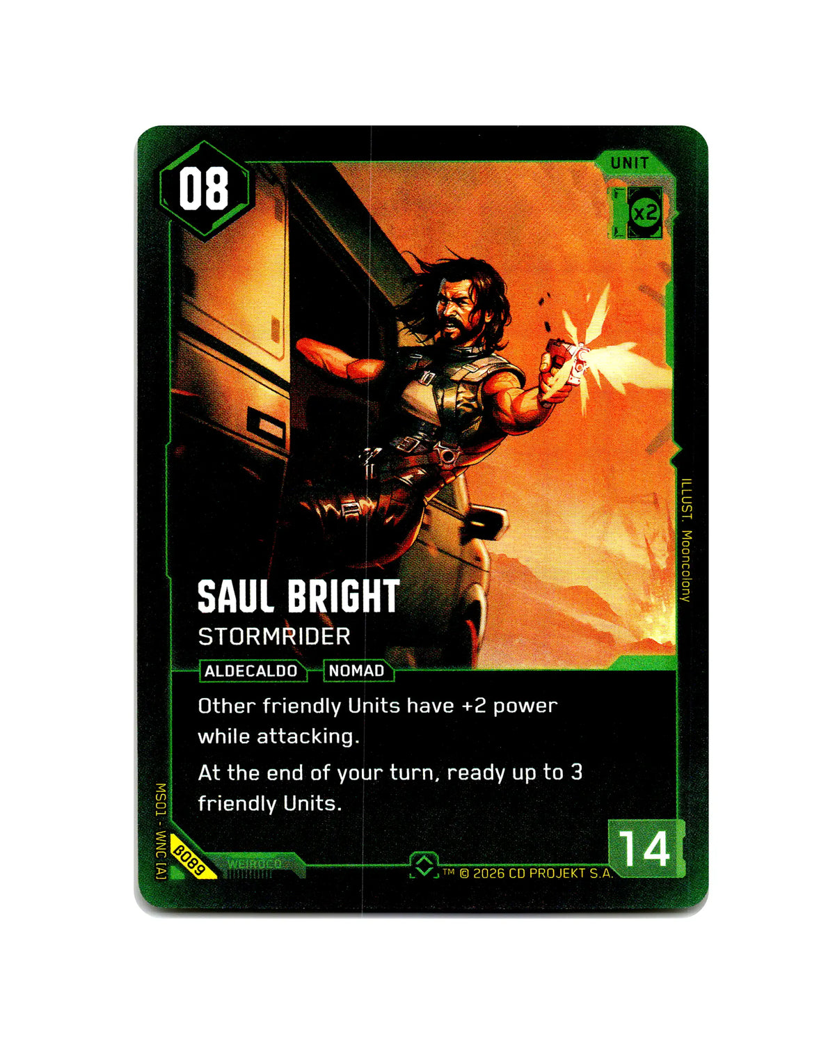 Saul Bright — Stormrider B089 Cyberpunk 2077 TCG Beta card front