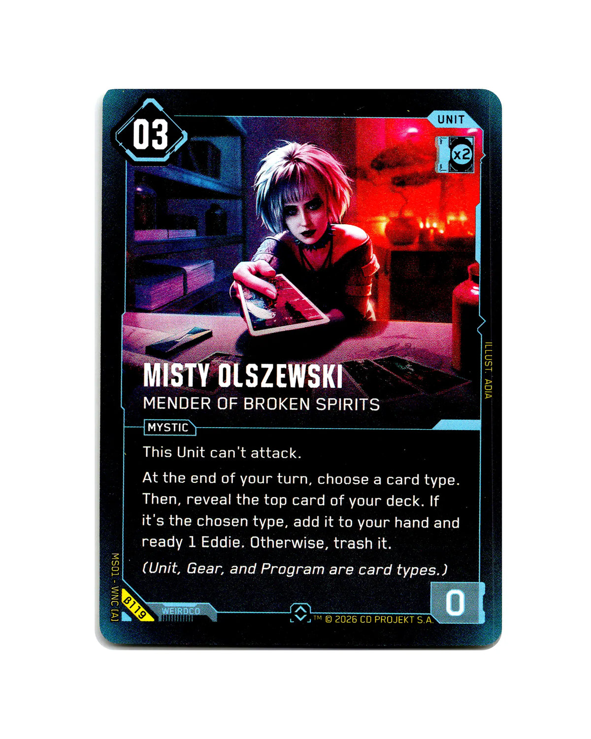 Misty Olszewski — Mender of Broken Spirits B119 Cyberpunk 2077 TCG Beta card front