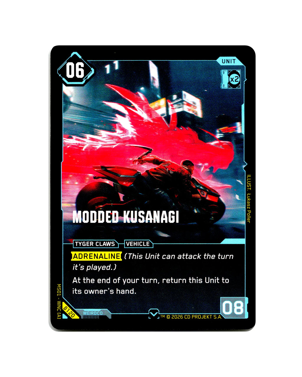 Modded Kusanagi B120 Cyberpunk 2077 TCG Beta card front