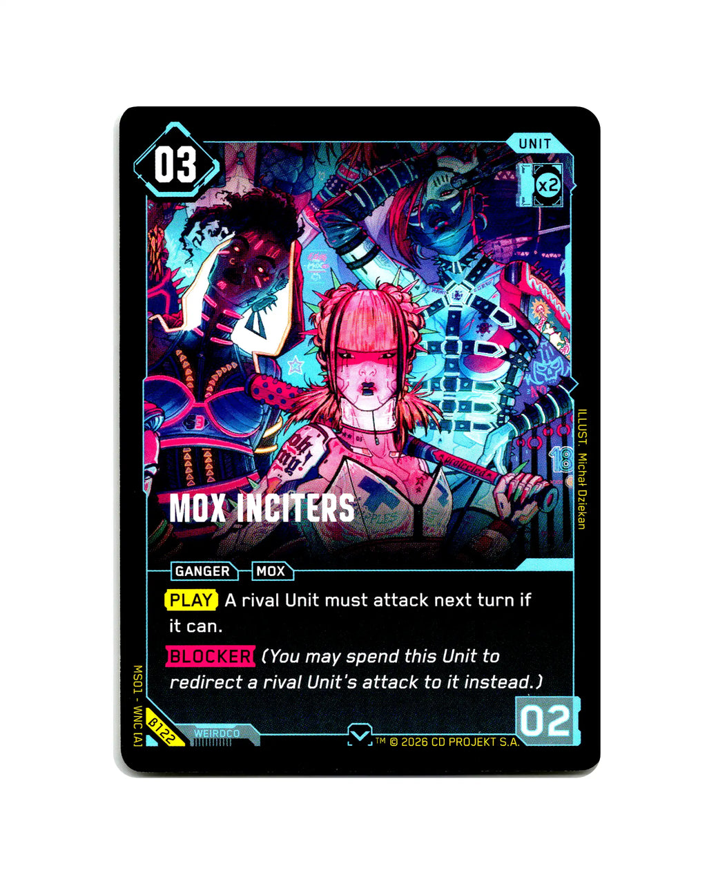 Mox Inciters B122 Cyberpunk 2077 TCG Beta card front