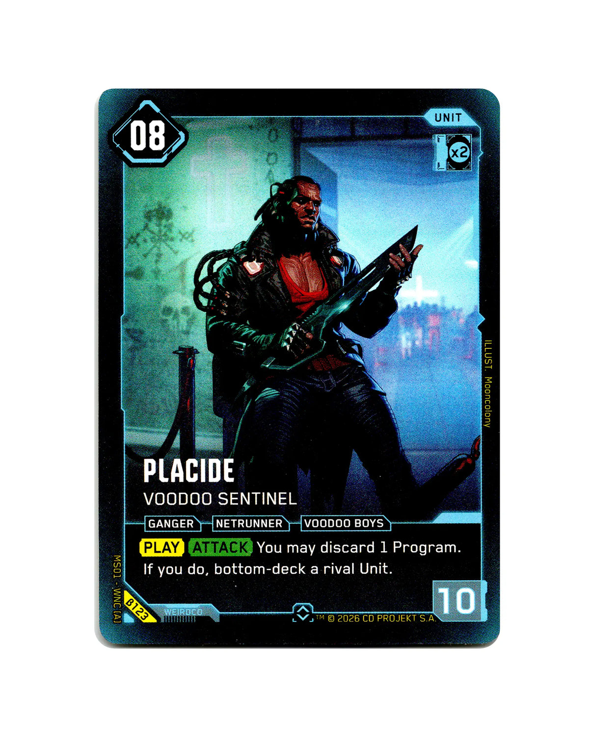 Placide — Voodoo Sentinel B123 Cyberpunk 2077 TCG Beta card front