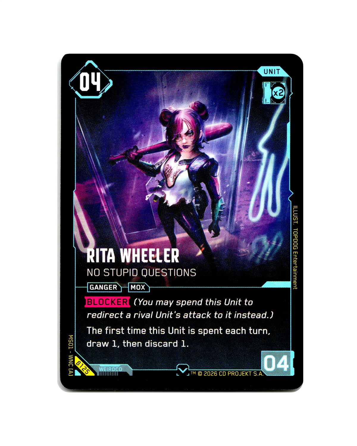 Rita Wheeler — No Stupid Questions B125 Cyberpunk 2077 TCG Beta card front