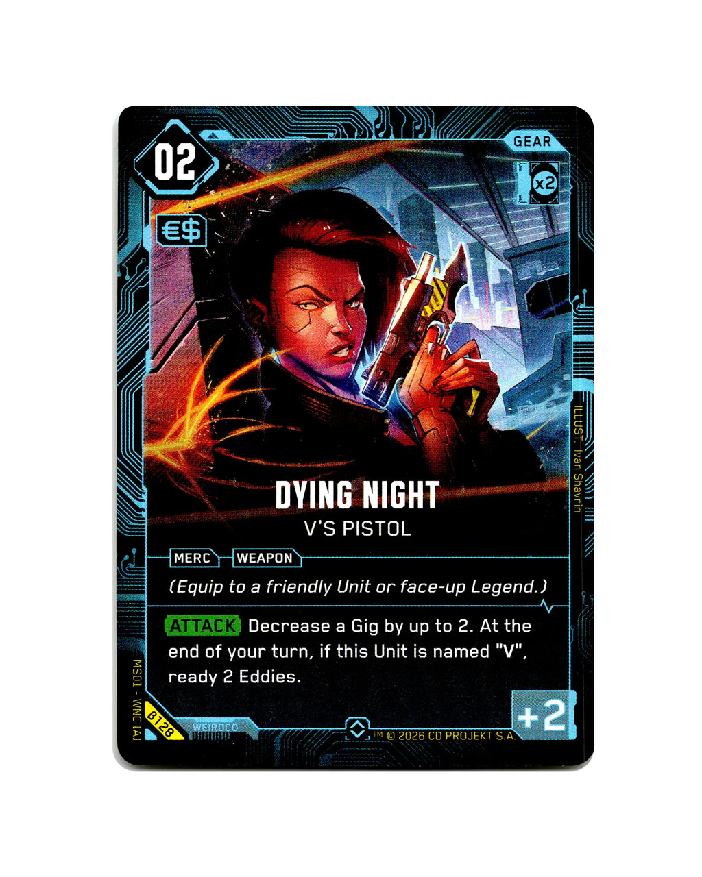 Dying Night — V's Pistol B128 Cyberpunk 2077 TCG Beta card front