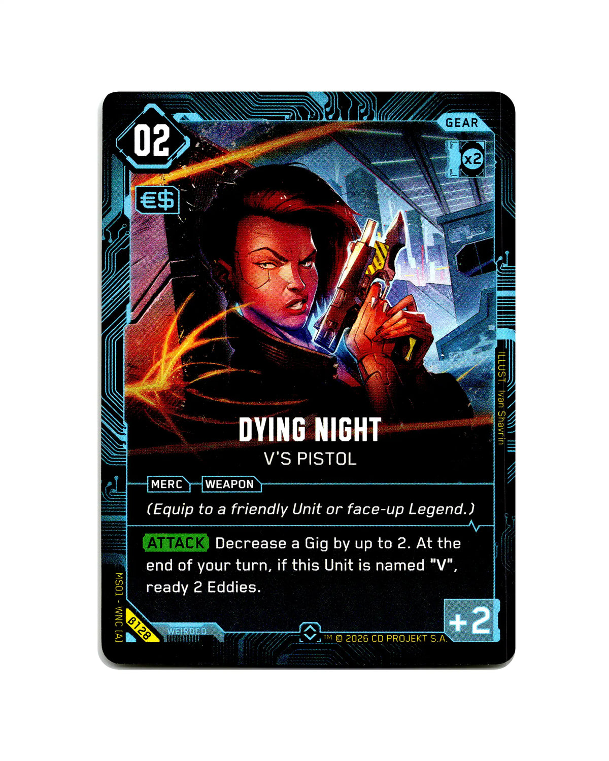 Dying Night — V's Pistol B128 Cyberpunk 2077 TCG Beta card front