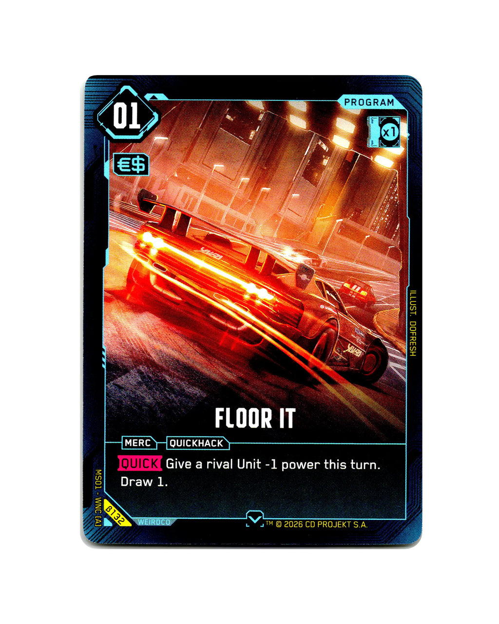 Floor It B132 Cyberpunk 2077 TCG Beta card front