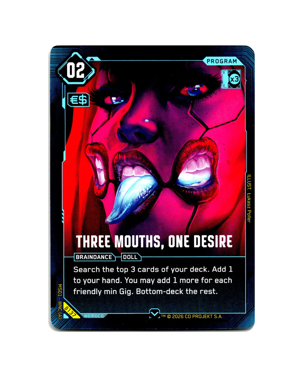 Three Mouths, One Desire B137 Cyberpunk 2077 TCG Beta card front