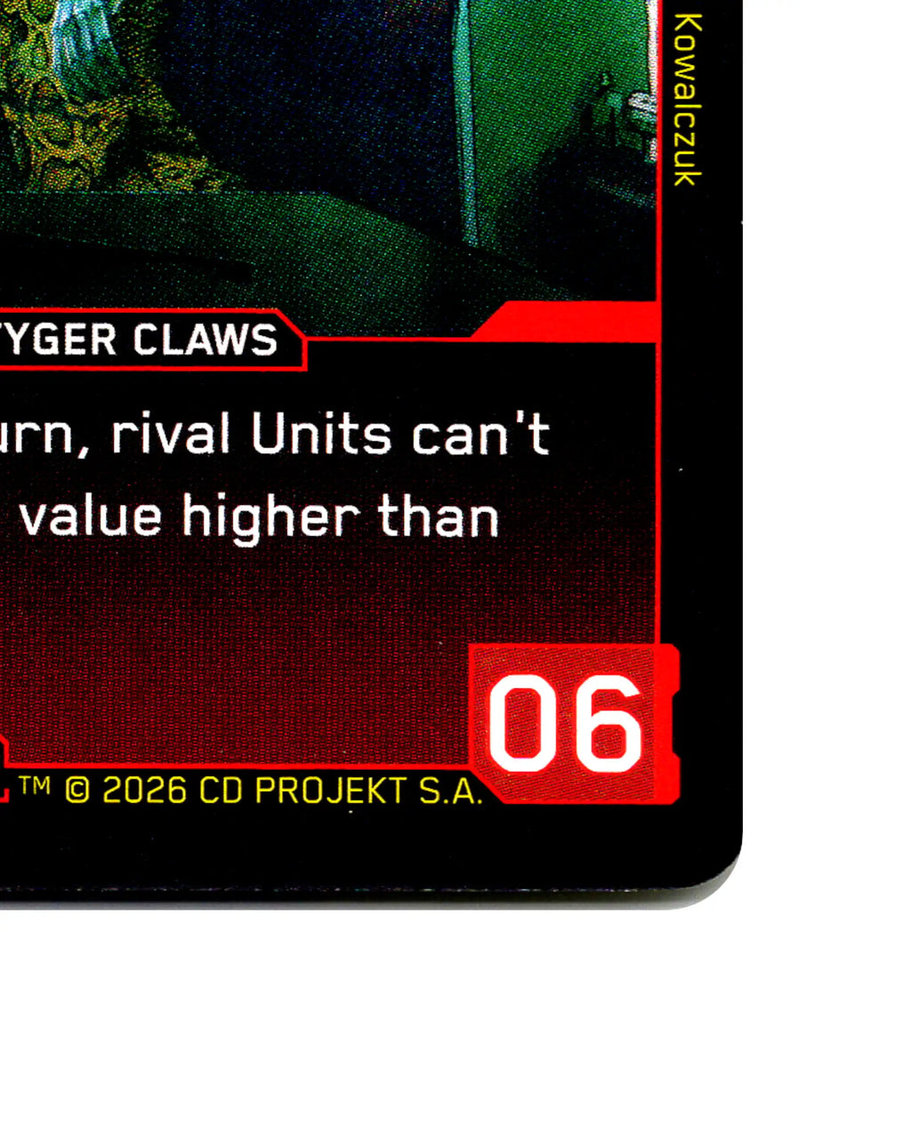 Chrome Fang B008 Cyberpunk 2077 TCG Beta card front bottom-right corner