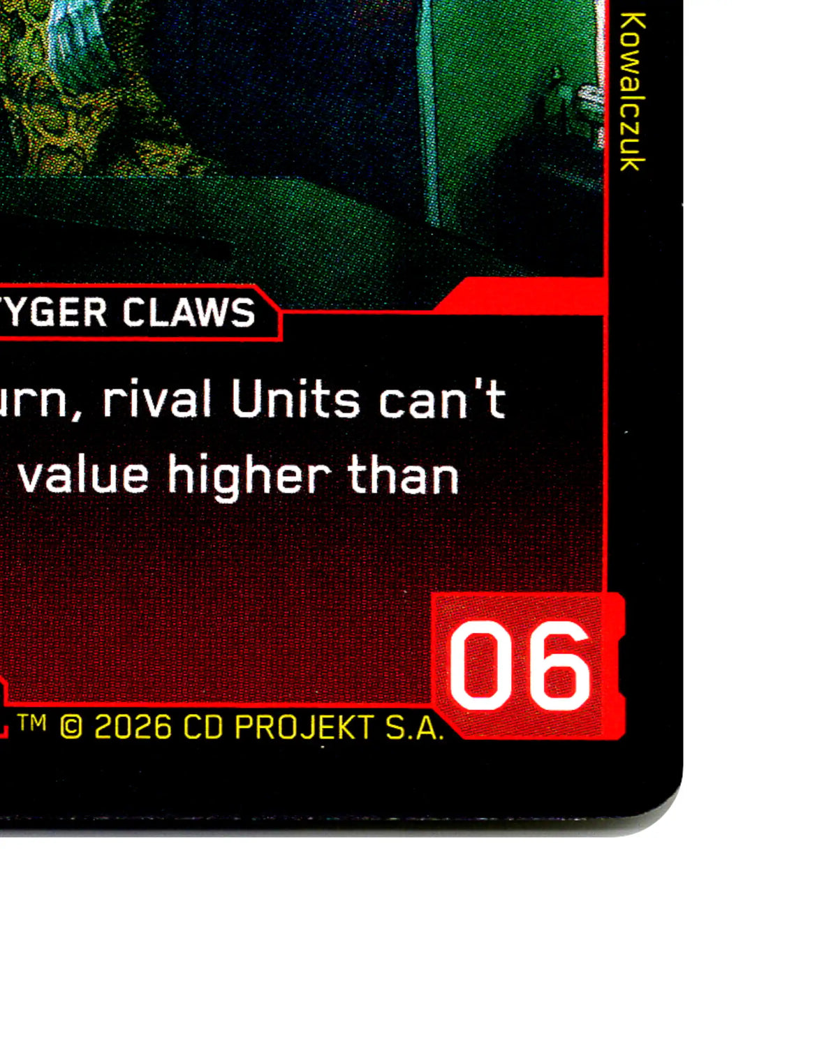 Chrome Fang B008 Cyberpunk 2077 TCG Beta card front bottom-right corner