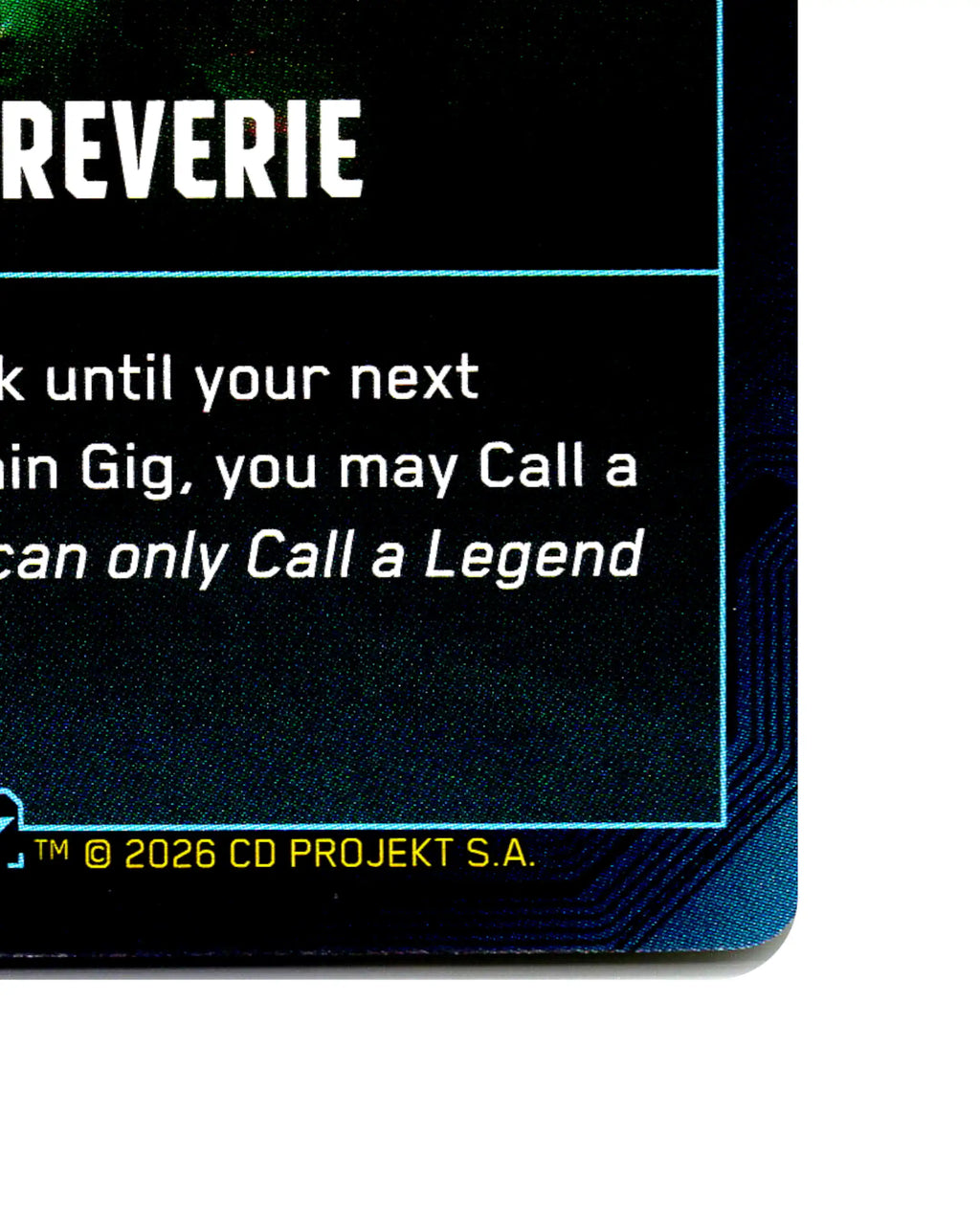 Chrome Reverie B131 Cyberpunk 2077 TCG Beta card front bottom-right corner