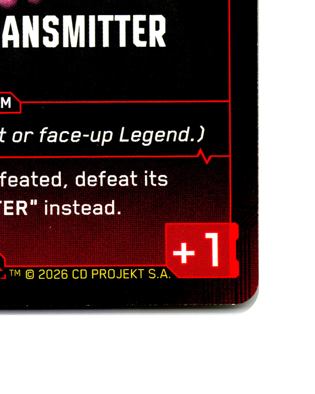 Deadman Transmitter B024 Cyberpunk 2077 TCG Beta card front bottom-right corner