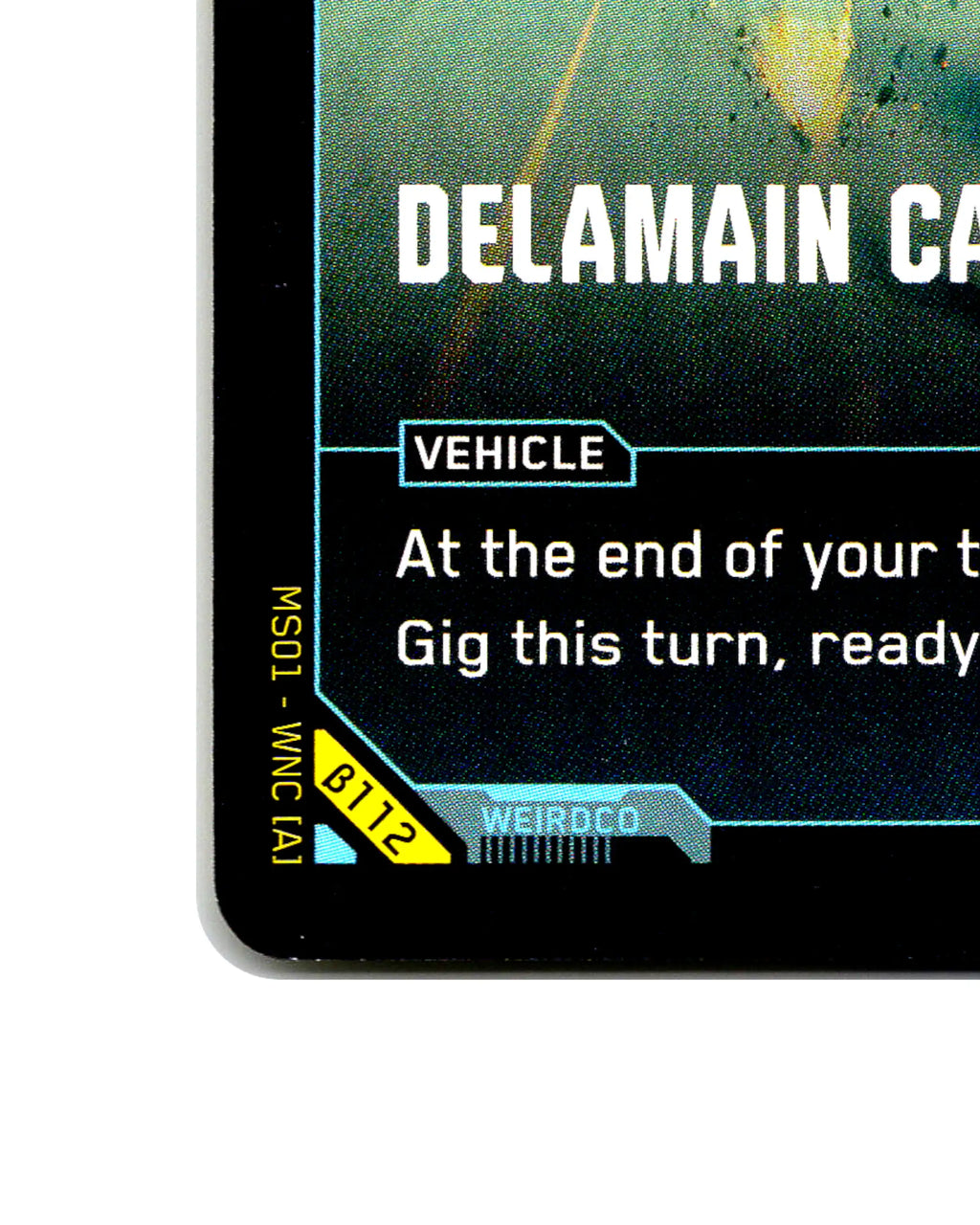 Delamain Cab B112 Cyberpunk 2077 TCG Beta card front bottom-left corner