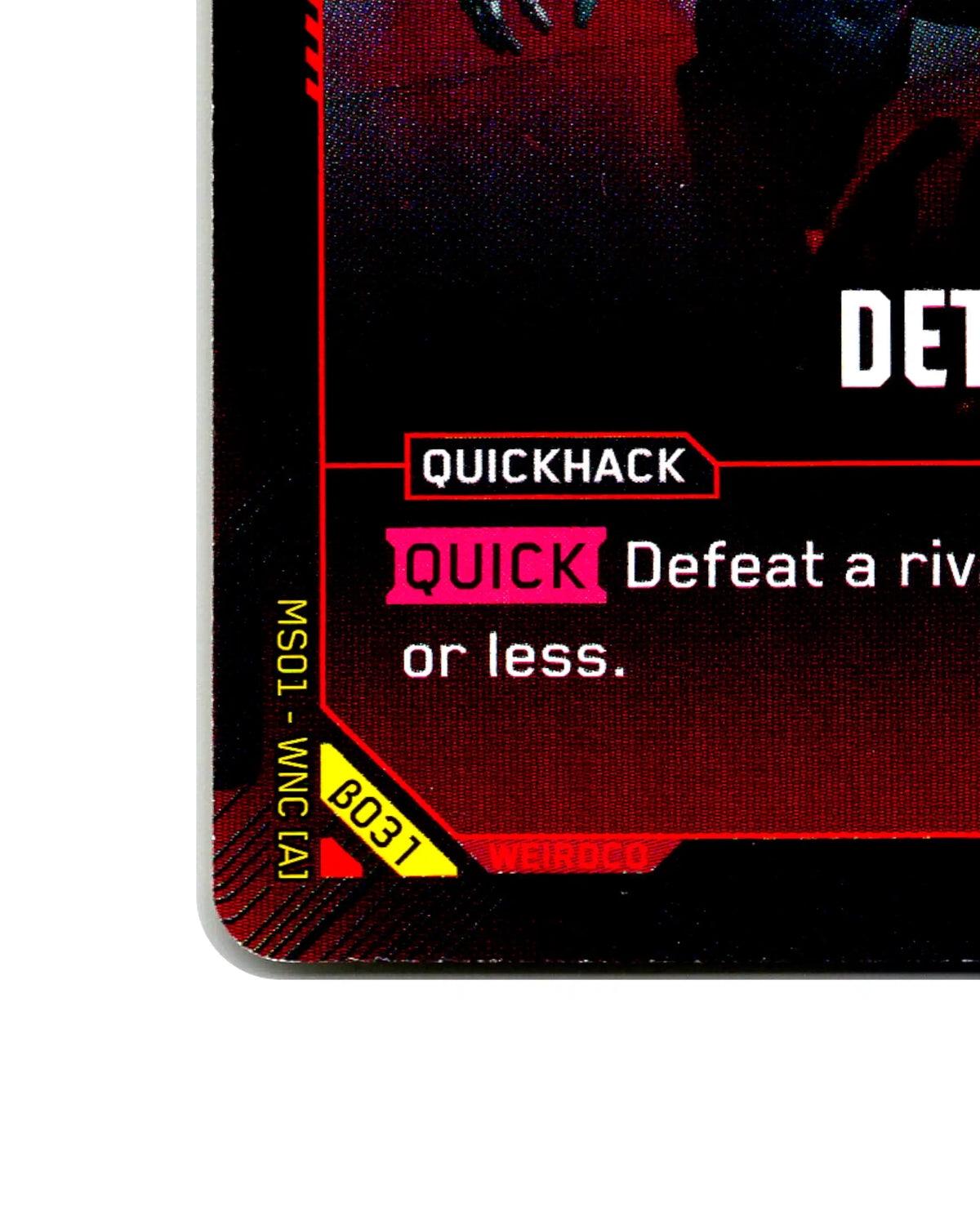 Detonate B031 Cyberpunk 2077 TCG Beta card front bottom-left corner