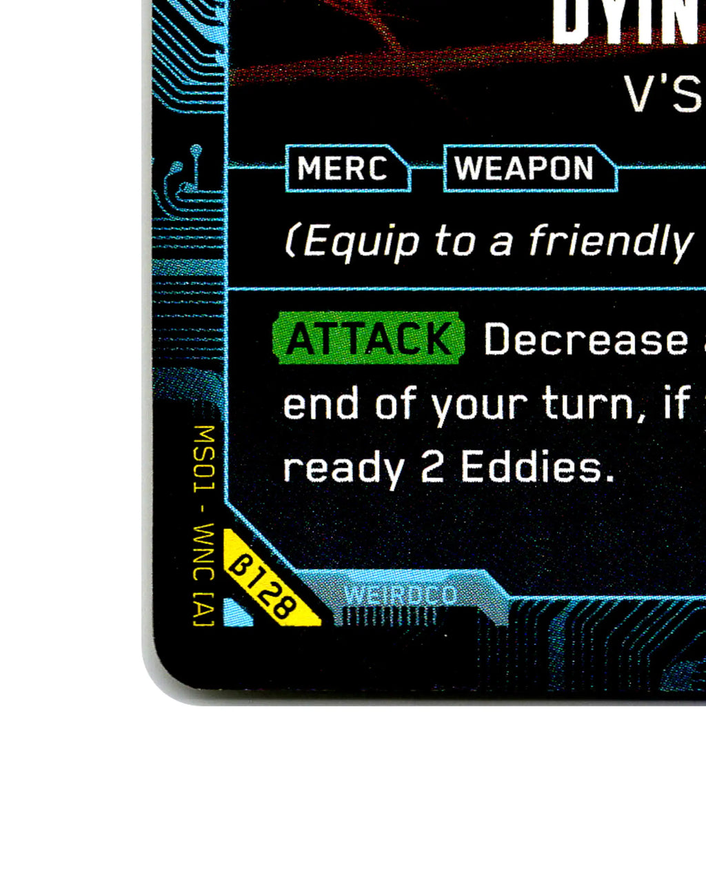 Dying Night — V's Pistol B128 Cyberpunk 2077 TCG Beta card front bottom-left corner