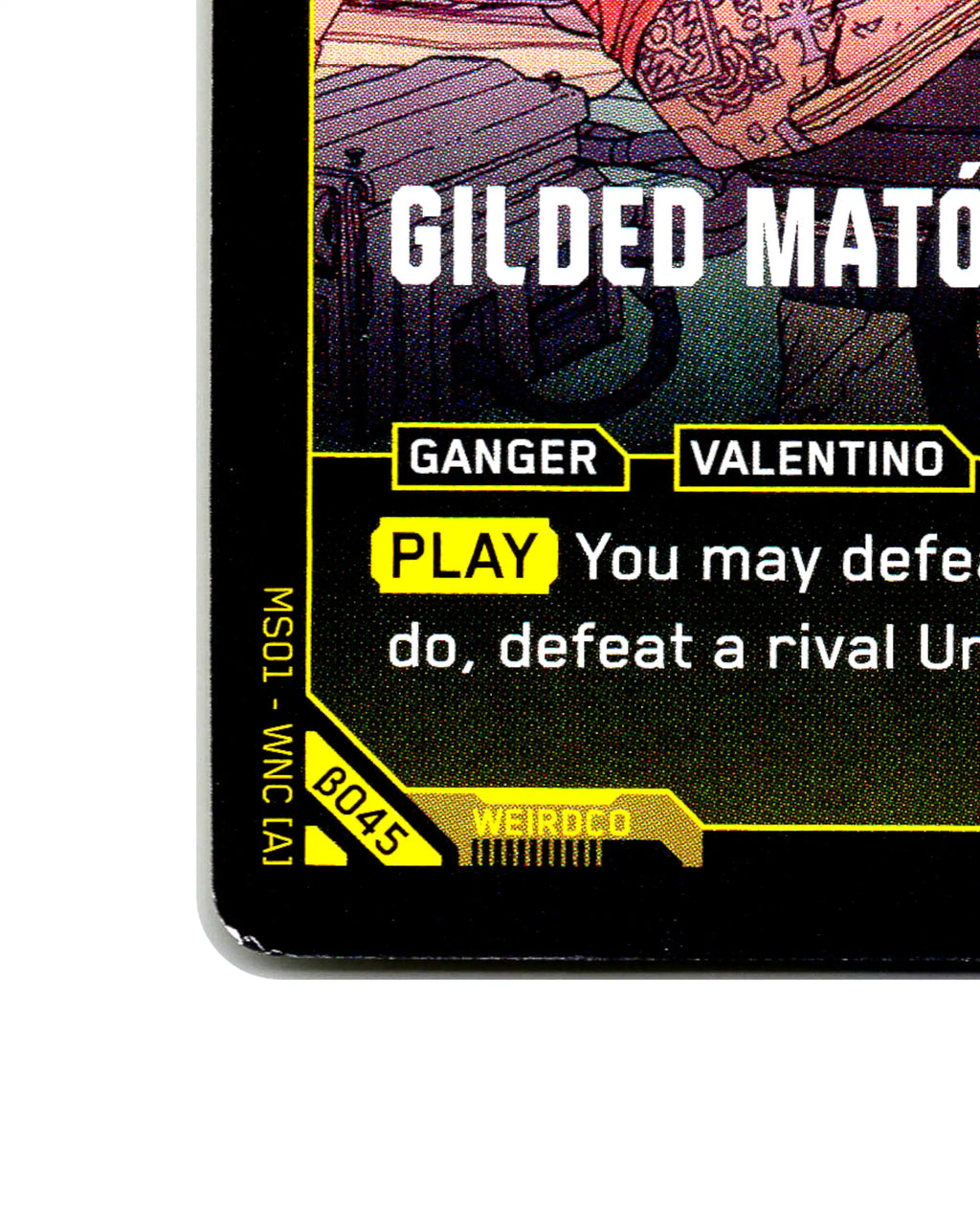 Gilded Matón B045 Cyberpunk 2077 TCG Beta card front bottom-left corner