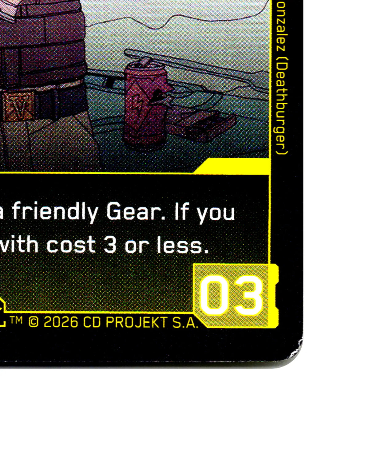 Gilded Matón B045 Cyberpunk 2077 TCG Beta card front bottom-right corner