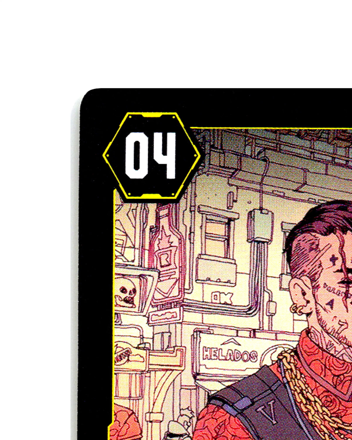Gilded Matón B045 Cyberpunk 2077 TCG Beta card front top-left corner