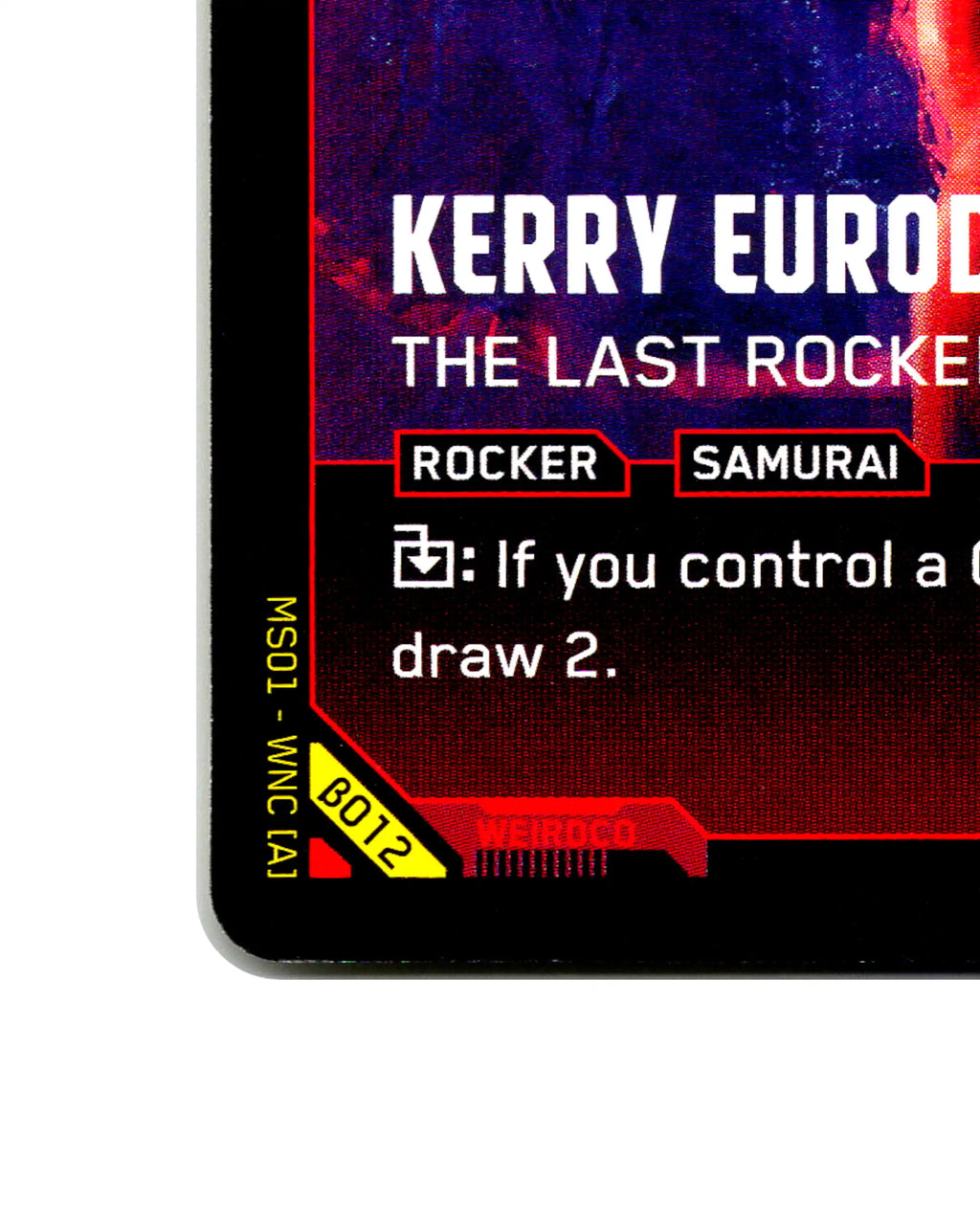 Kerry Eurodyne — The Last Rockerboy B012 Cyberpunk 2077 TCG Beta card front bottom-left corner