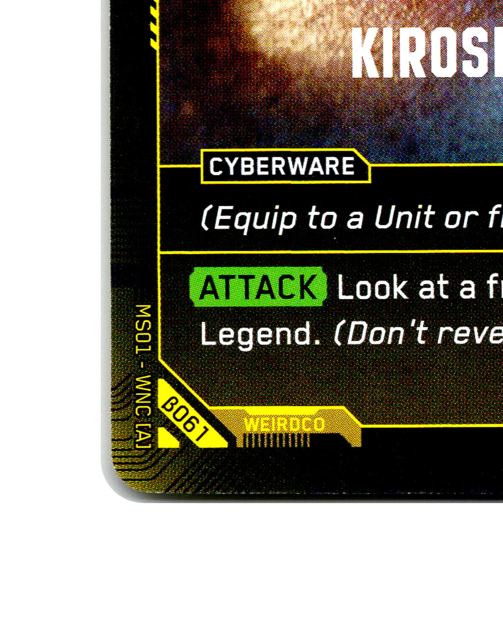 Kiroshi Optics B061 Cyberpunk 2077 TCG Beta card front bottom-left corner