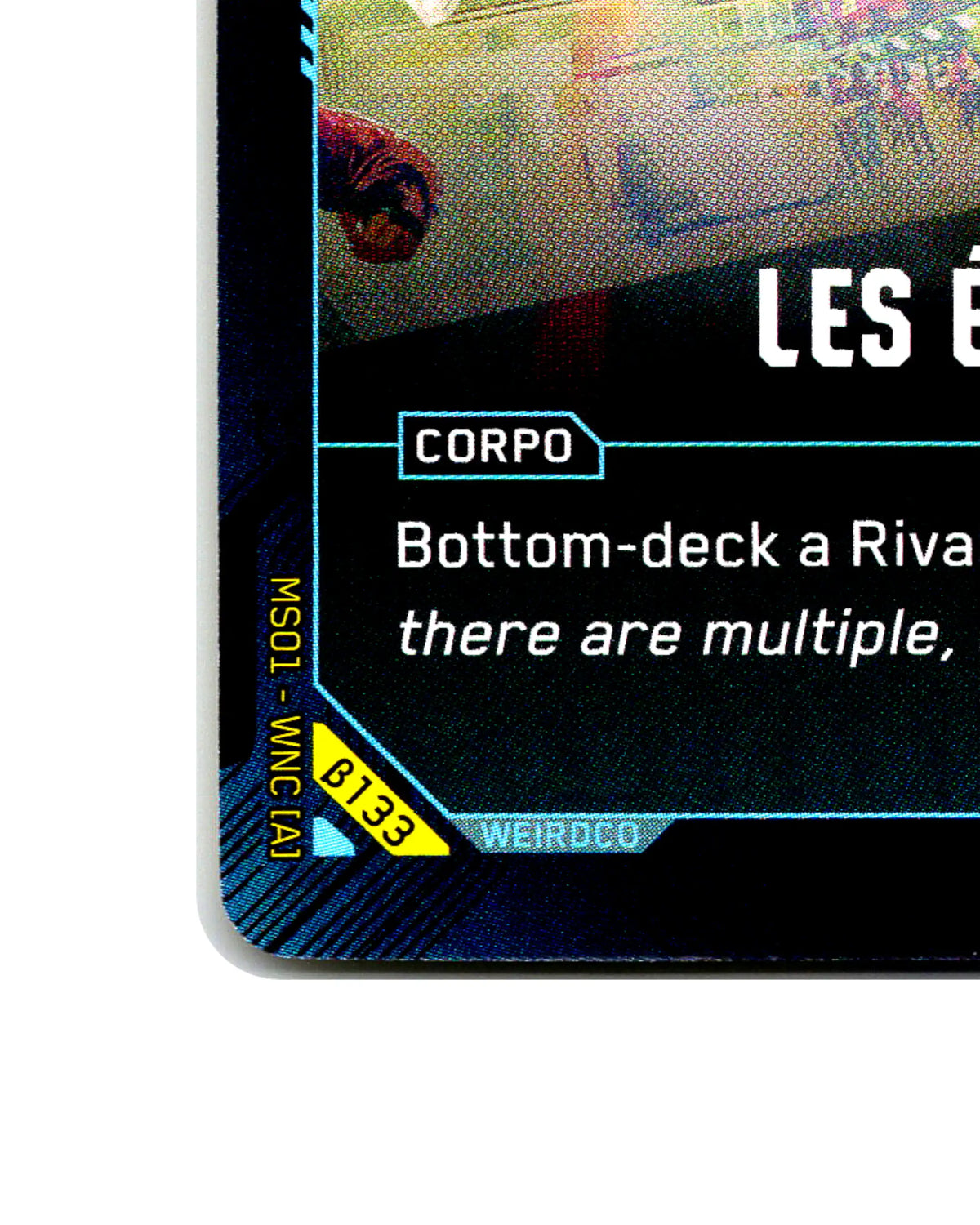 Les Élémens B133 Cyberpunk 2077 TCG Beta card front bottom-left corner