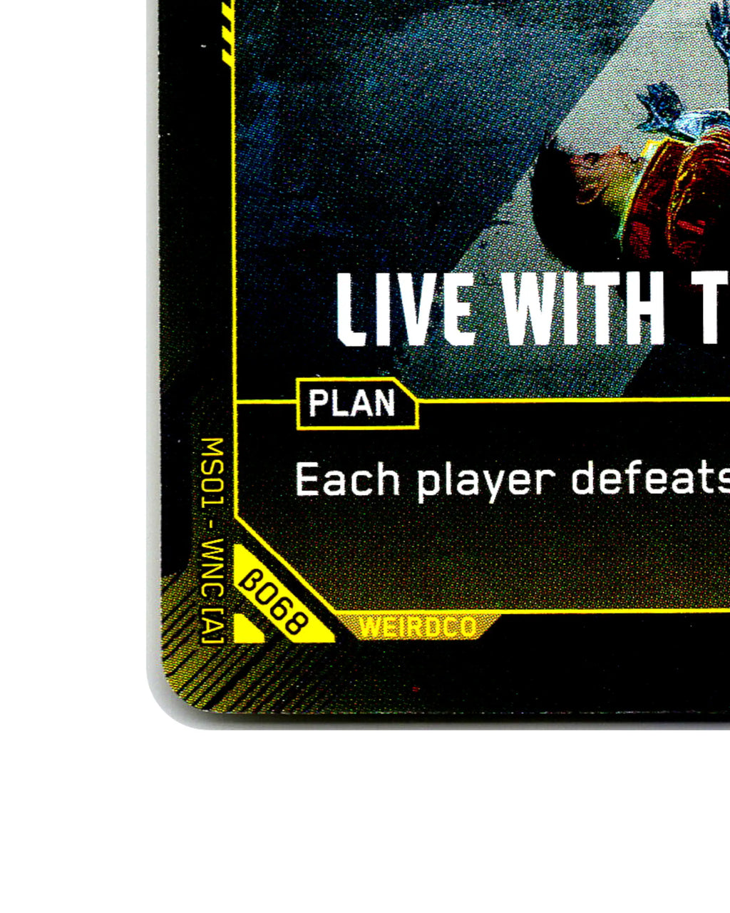 Live with the Aftermath B068 Cyberpunk 2077 TCG Beta card front bottom-left corner