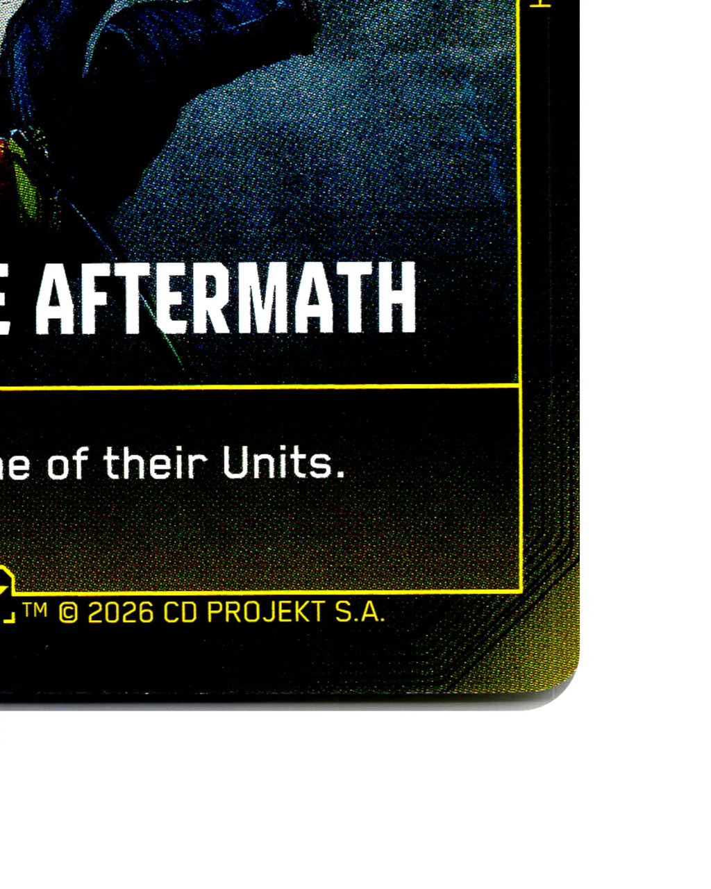 Live with the Aftermath B068 Cyberpunk 2077 TCG Beta card front bottom-right corner