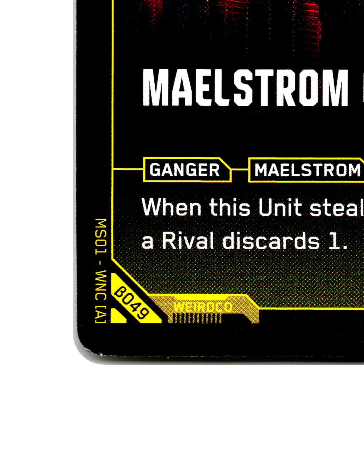Maelstrom Goons B049 Cyberpunk 2077 TCG Beta card front bottom-left corner