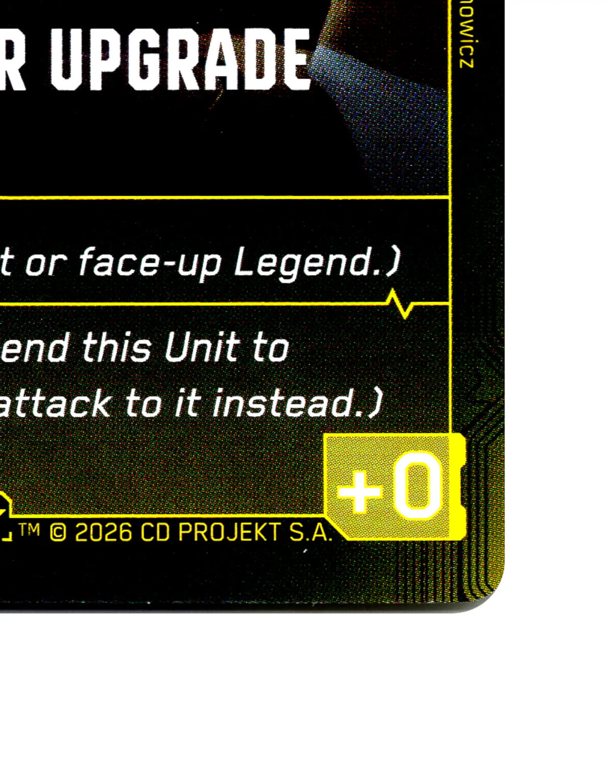 Mandibular Upgrade B062 Cyberpunk 2077 TCG Beta card front bottom-right corner