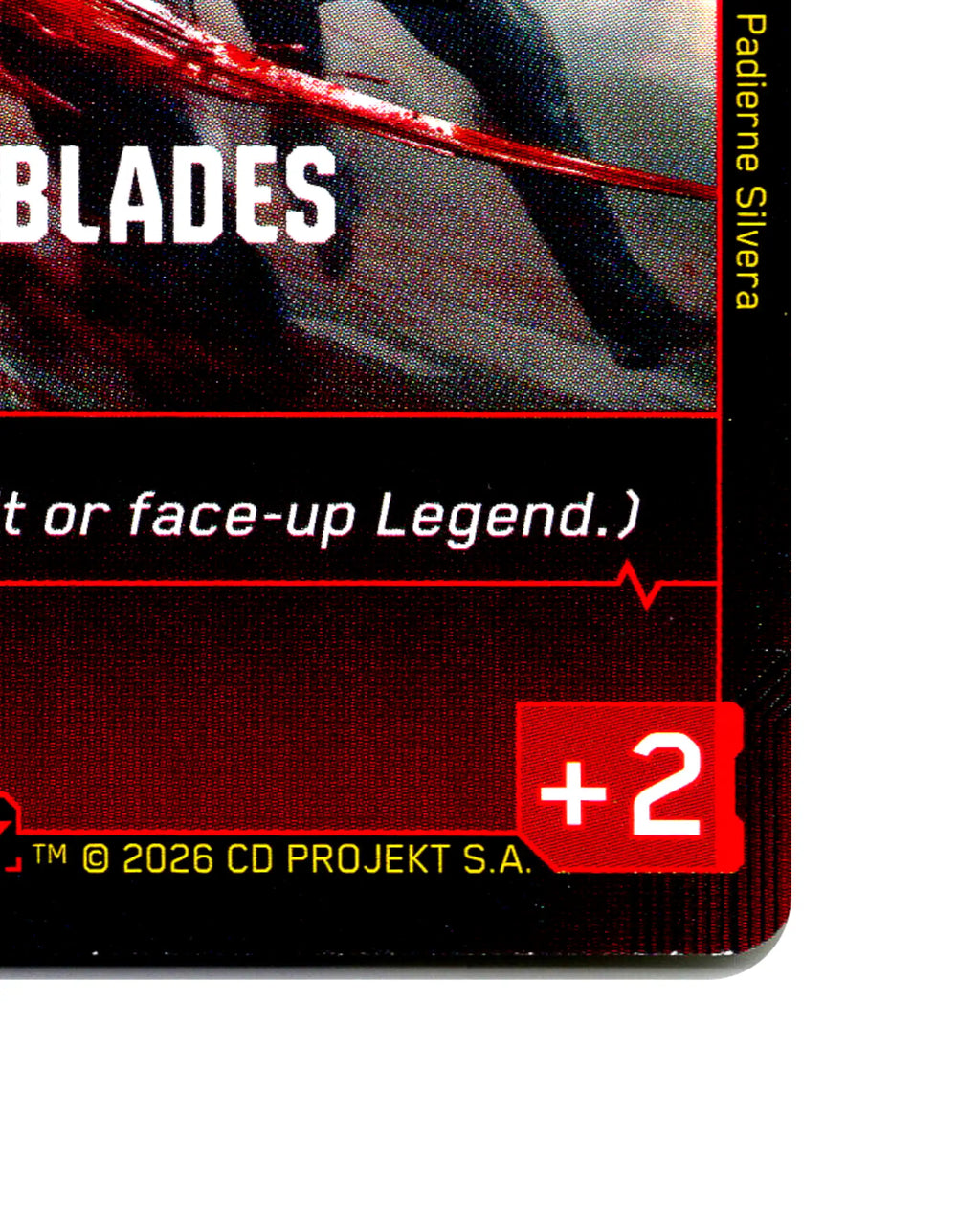 Mantis Blades B025 Cyberpunk 2077 TCG Beta card front bottom-right corner