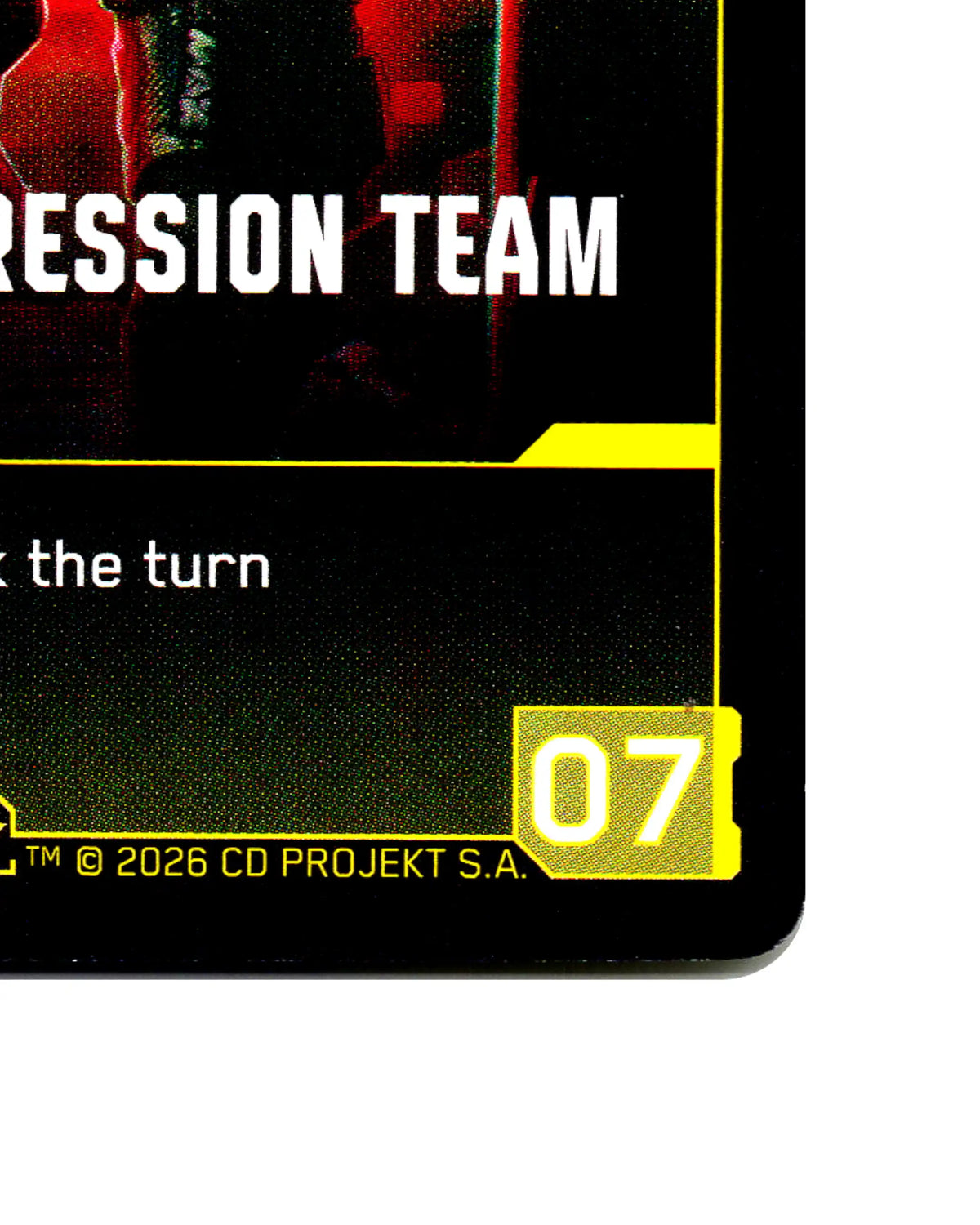 Maxtac Suppression Team B050 Cyberpunk 2077 TCG Beta card front bottom-right corner