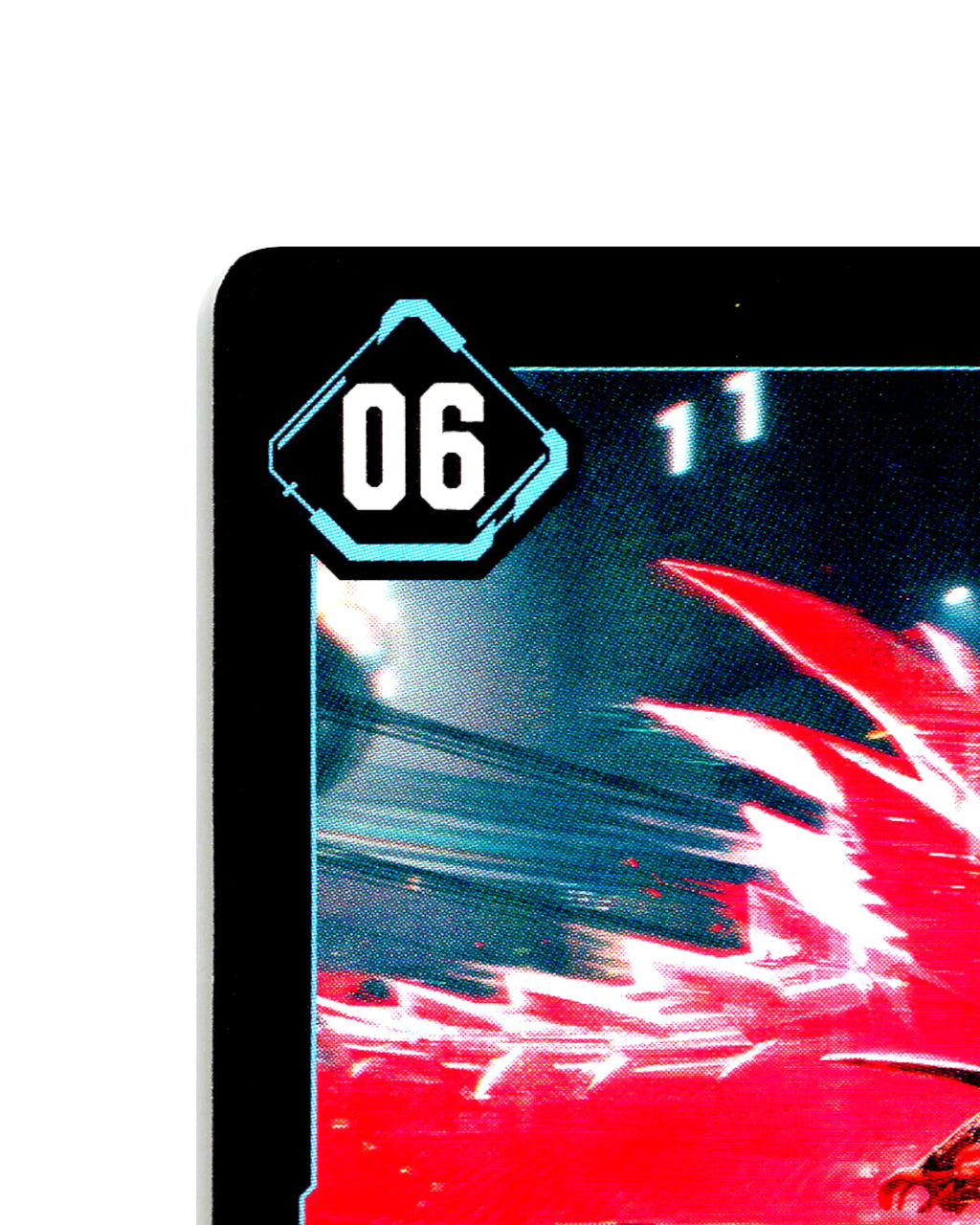 Modded Kusanagi B120 Cyberpunk 2077 TCG Beta card front top-left corner