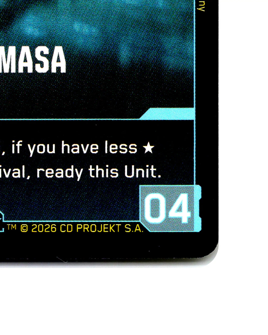 Modded Muramasa B121 Cyberpunk 2077 TCG Beta card front bottom-right corner